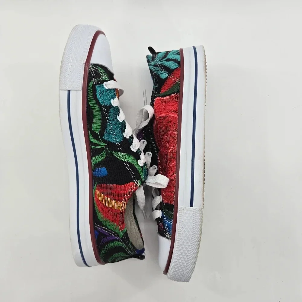 Ladies Hand Embroidered colorful floral sneaker shoes made in Mexico